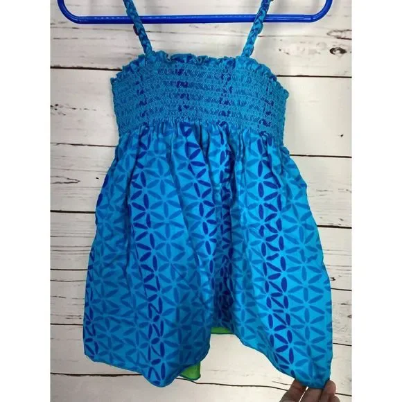 The Children's Place Size Small 5/6 Blue Green Floral‎ Butterfly Sun Dress - Picture 2 of 6